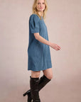 Chord Shift Dress in Denim Colour