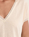 V Neck T Shirt in White