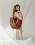 Leather Shoulder Bag BIBA Homer in Tan