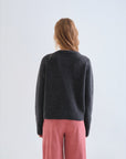 Grey Cardigan with Pink Buttons