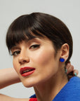 Tulip Handpainted Wooden Studs Blue