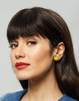 Tulip Hand painted Wooden Studs Yellow