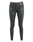 Nellie Leather Jeans in Kaki