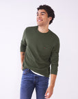 Milton Zig Zag Waffle Tee in Mid Green