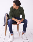 Milton Zig Zag Waffle Tee in Mid Green
