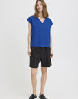 Linno V Neck T in Sodalite Blue