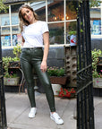 Lorraine Leather Jeans Khaki
