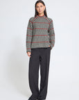 Kamara Stripe Knit in Black, White and Salsa