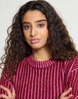 Kamara Geometric Stripe Knit in Rhododendron