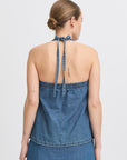 Dallas Halter Top in Medium Blue