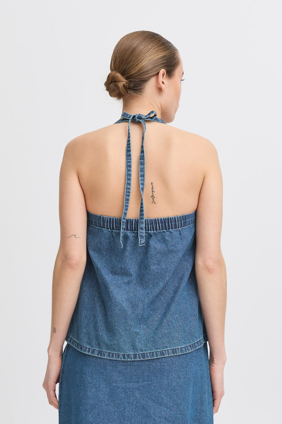 Dallas Halter Top in Medium Blue