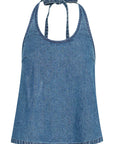 Dallas Halter Top in Medium Blue