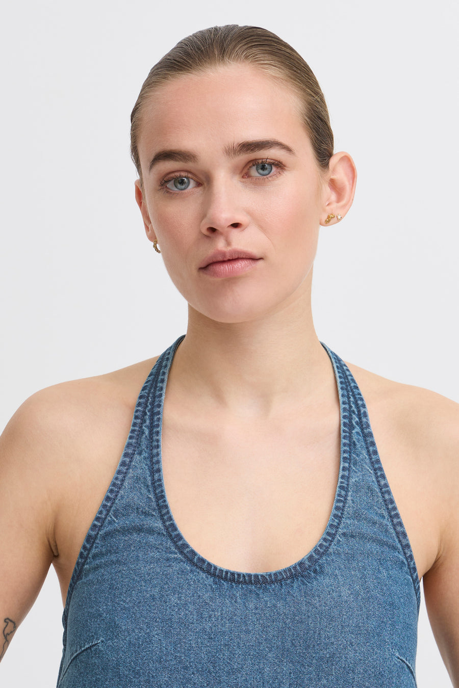 Dallas Halter Top in Medium Blue