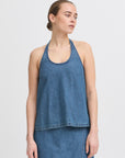 Dallas Halter Top in Medium Blue