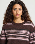 Hallo Pullover in Fudge with Pink Stripes