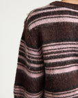 Hallo Pullover in Fudge with Pink Stripes
