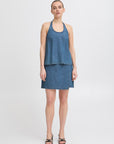 Dallas Halter Top in Medium Blue