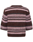 Hallo Pullover in Fudge with Pink Stripes