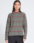 Kamara Stripe Knit in Black, White and Salsa