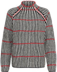 Kamara Stripe Knit in Black, White and Salsa