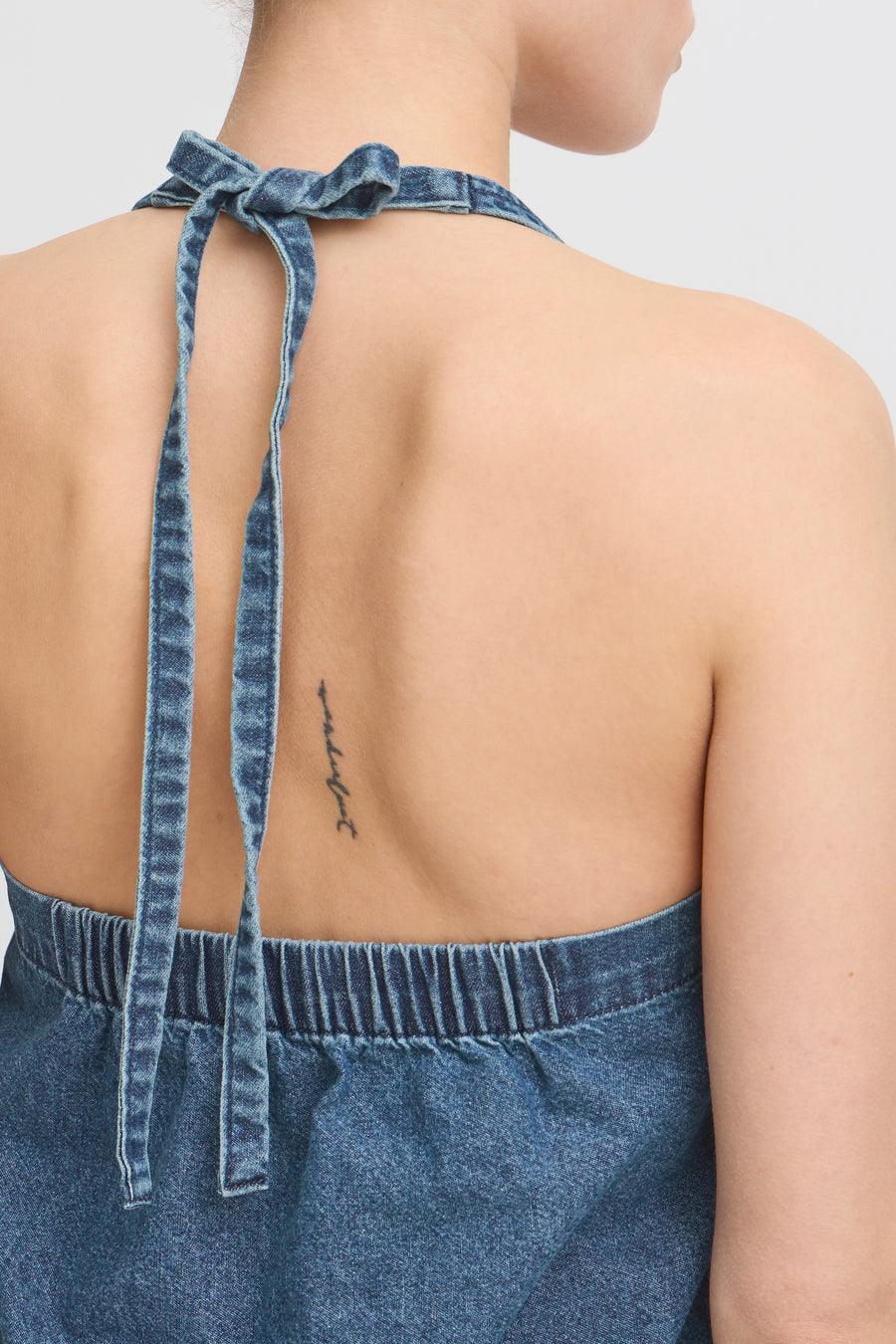 Dallas Halter Top in Medium Blue