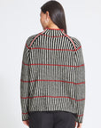 Kamara Stripe Knit in Black, White and Salsa