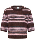 Hallo Pullover in Fudge with Pink Stripes