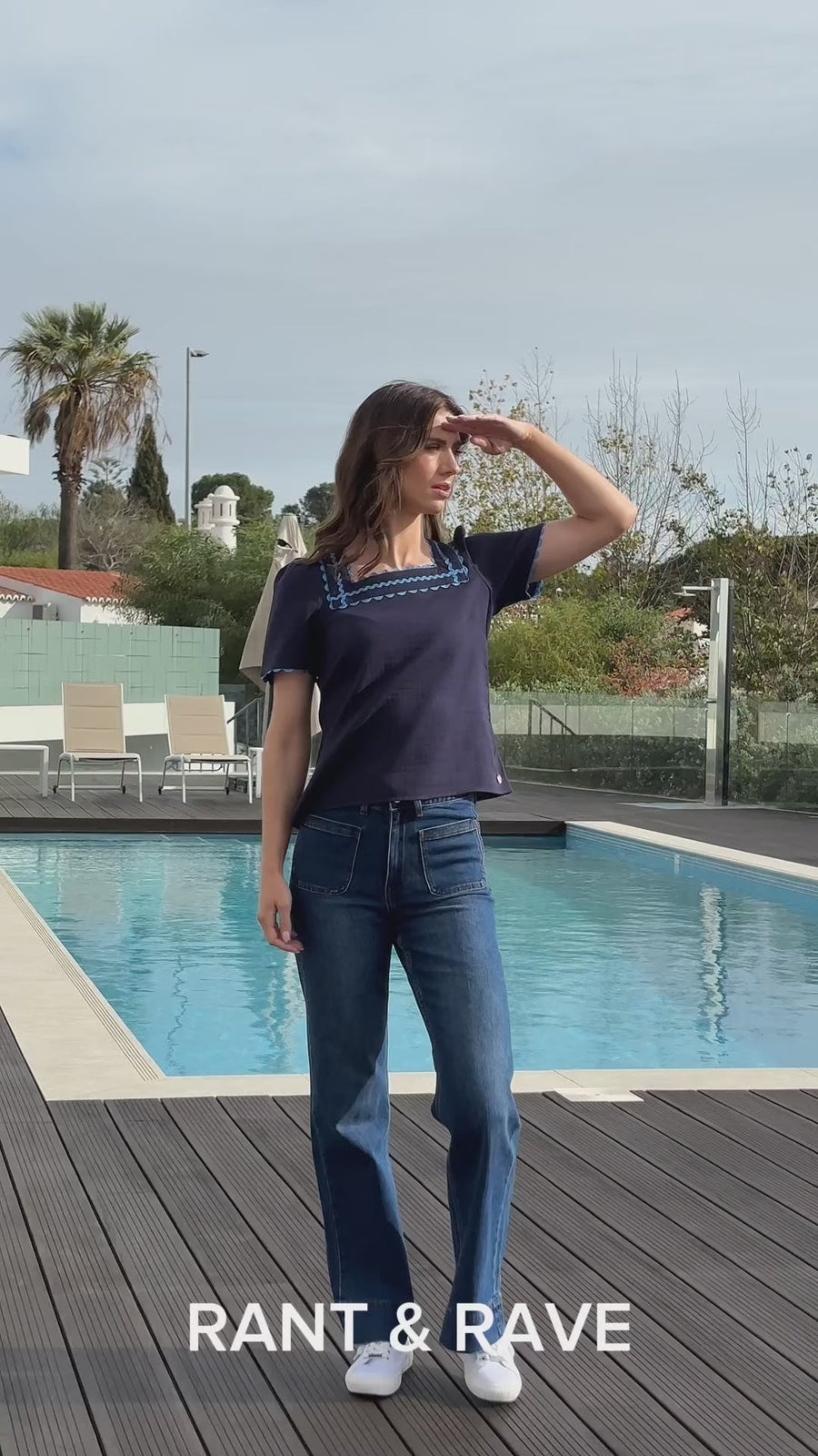 Reyna Top in Navy