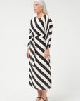 Midi Dress with Black and White Stripe