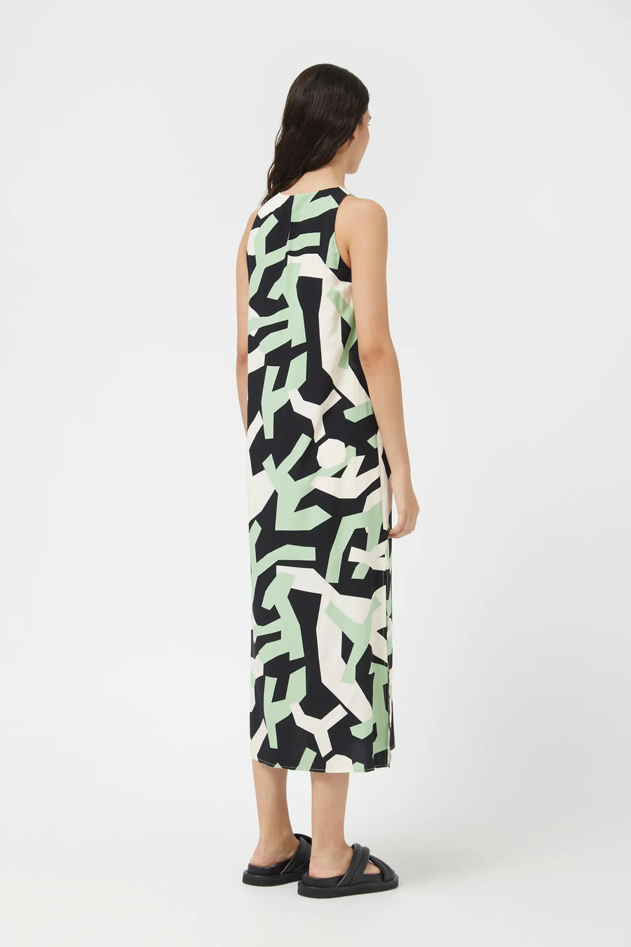 Long Structured Dress with Geometric Print