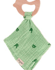 Cotton Cuddle Cloth with Bird Teething Ring Green