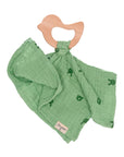 Cotton Cuddle Cloth with Bird Teething Ring Green