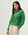 Green Textured Knit Sweater