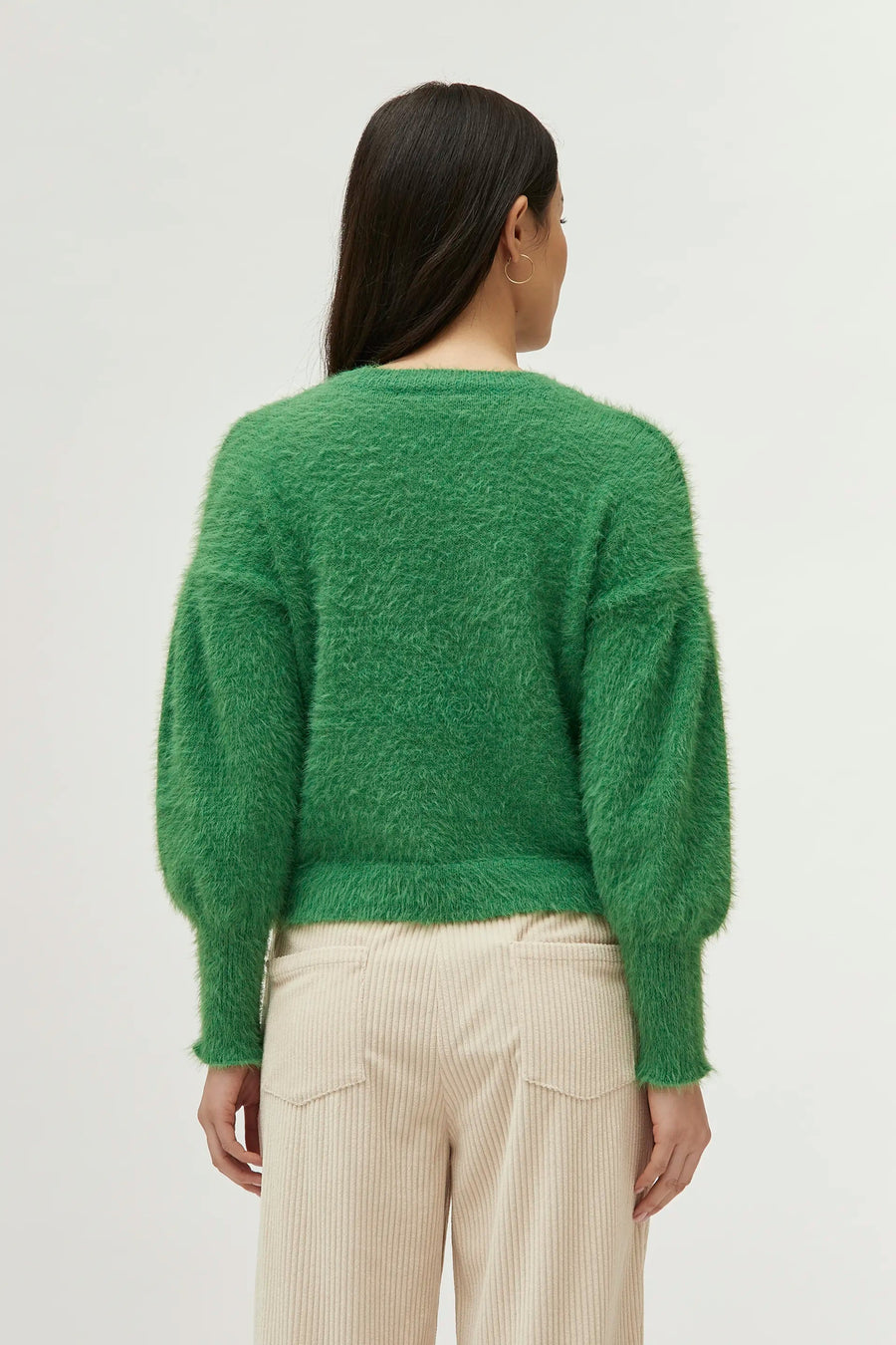 Green Textured Knit Sweater