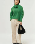 Green Textured Knit Sweater