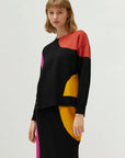 Circle Print Jacquard Knit Sweater