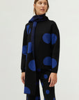 Blue Polka Dot Jacquard Knit Scarf