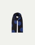 Blue Polka Dot Jacquard Knit Scarf