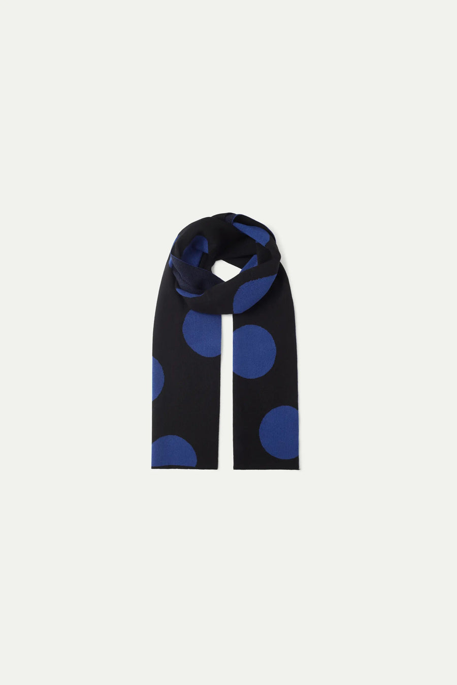 Blue Polka Dot Jacquard Knit Scarf