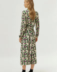 Green Geometric Print  Midi Dress