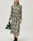 Green Geometric Print  Midi Dress