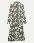 Green Geometric Print  Midi Dress