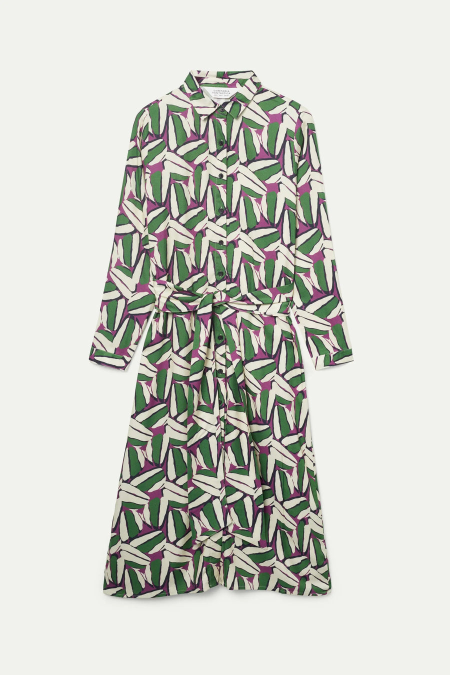 Green Geometric Print  Midi Dress