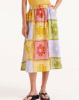 Midi Skirt with Multi Coloured Patch Work Pattern