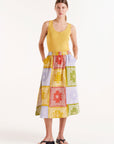 Midi Skirt with Multi Coloured Patch Work Pattern