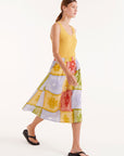 Midi Skirt with Multi Coloured Patch Work Pattern