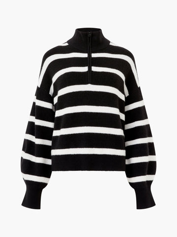 Vhari Half Knit Jumper in Black Winter White