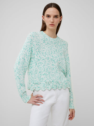 Nevanna Recycled Scallop Hem Sweater in Jelly Bean