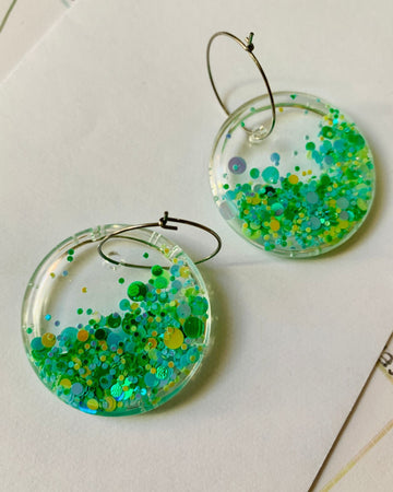 Greens in a Bubble Earrings