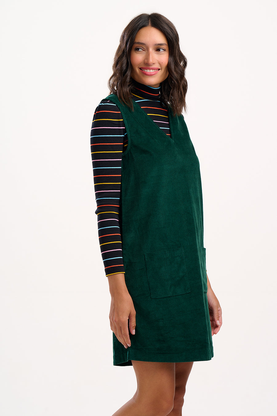 Kacy Tunic Dress in Green Cord